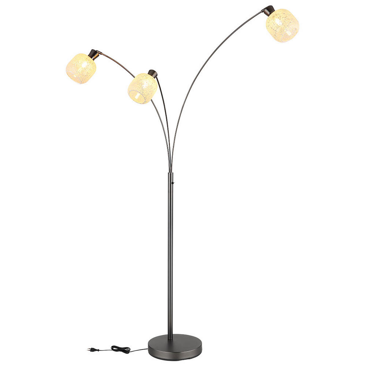 LED STEHLEUCHTE Metall, schwarz-chrom matt, Glas, Schalter - Orange, Glas (84.5/100/200.5cm) - Globo Lighting