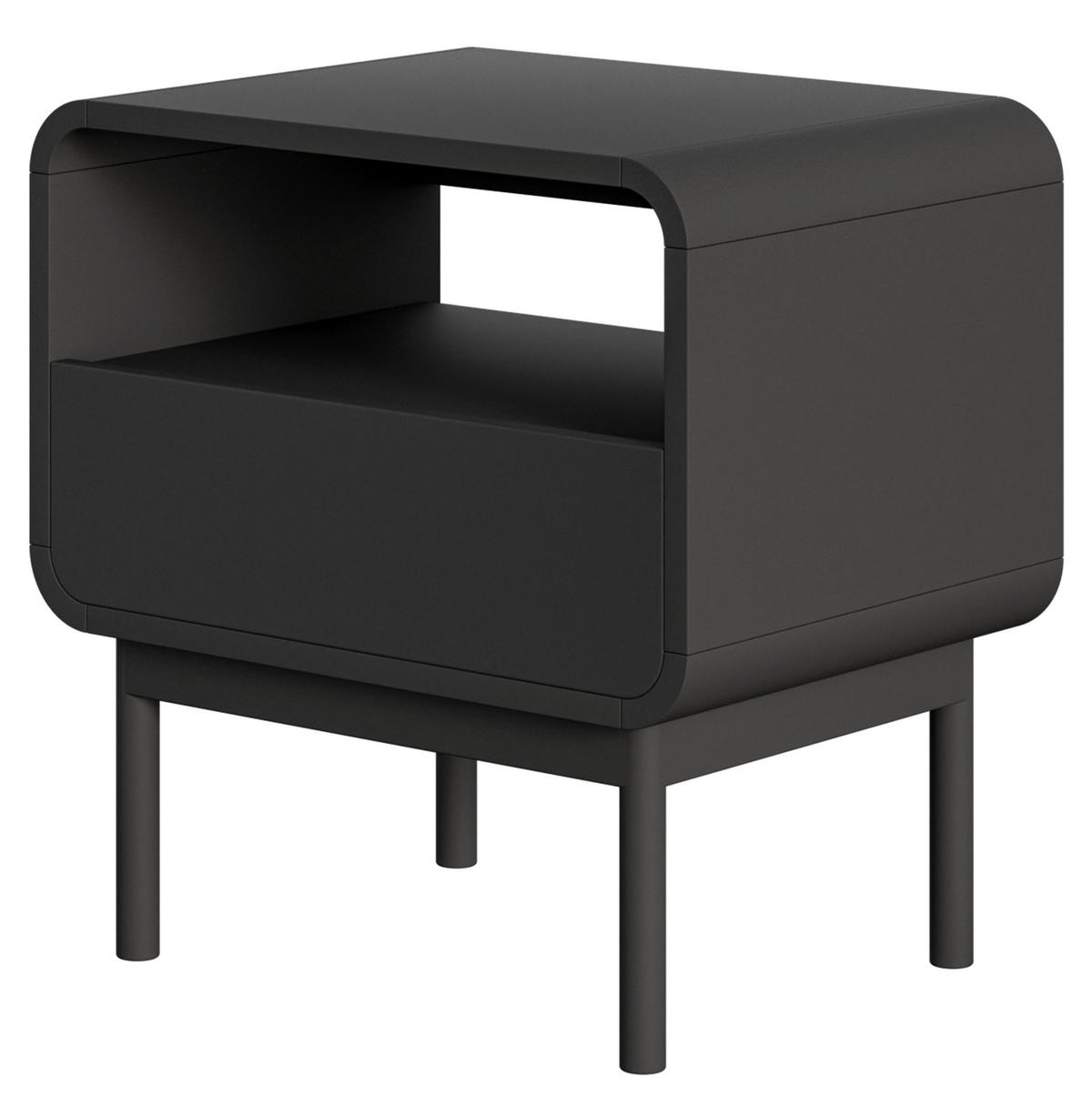 NACHTTISCH ORO Schwarz mit Schublade 54 cm - Schwarz, Holz/Holzwerkstoff (53.8/61.1/40cm) - Selsey