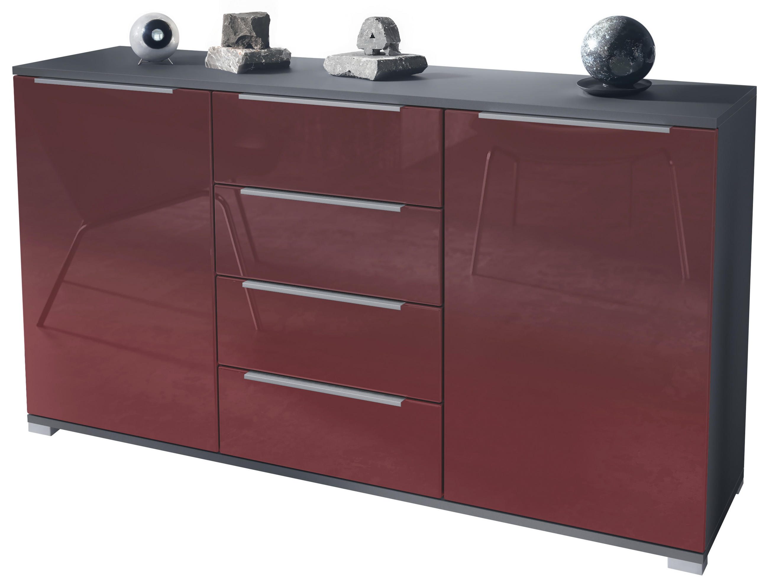 SIDEBOARD Linio Bordeaux Hochglanz - Bordeaux, Holzwerkstoff (138.5/75.5/35cm) - Vladon