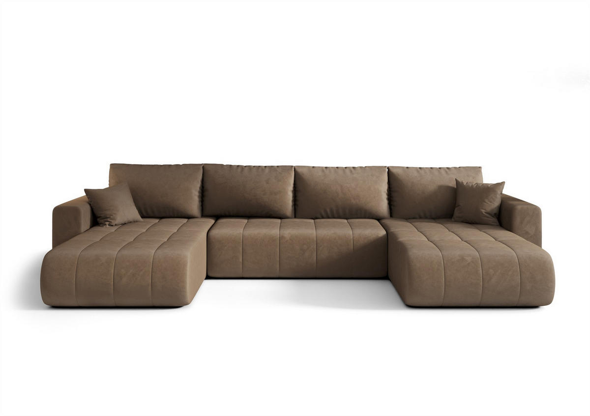 WOHNLANDSCHAFT Camila In Monolith - Braun, Holzwerkstoff/Textil (384/85/175cm) - Fun Möbel