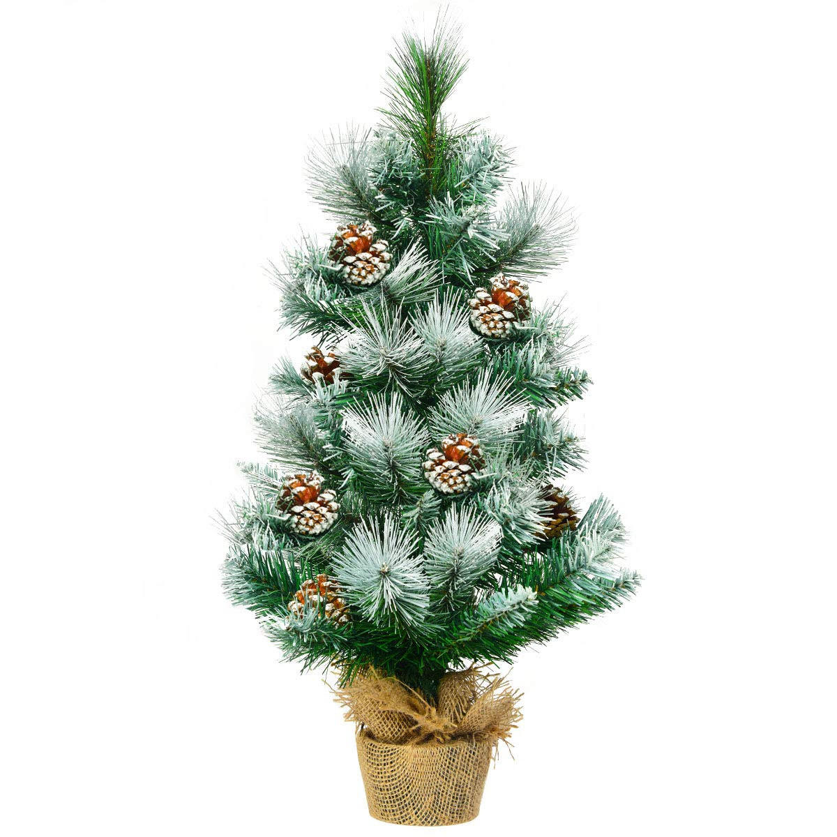 WEIHNACHTSBAUM Mini Tisch Tannenform mit Zementbasis 60 cm grün - Grün, Kunststoff (60cm) - COSTWAY