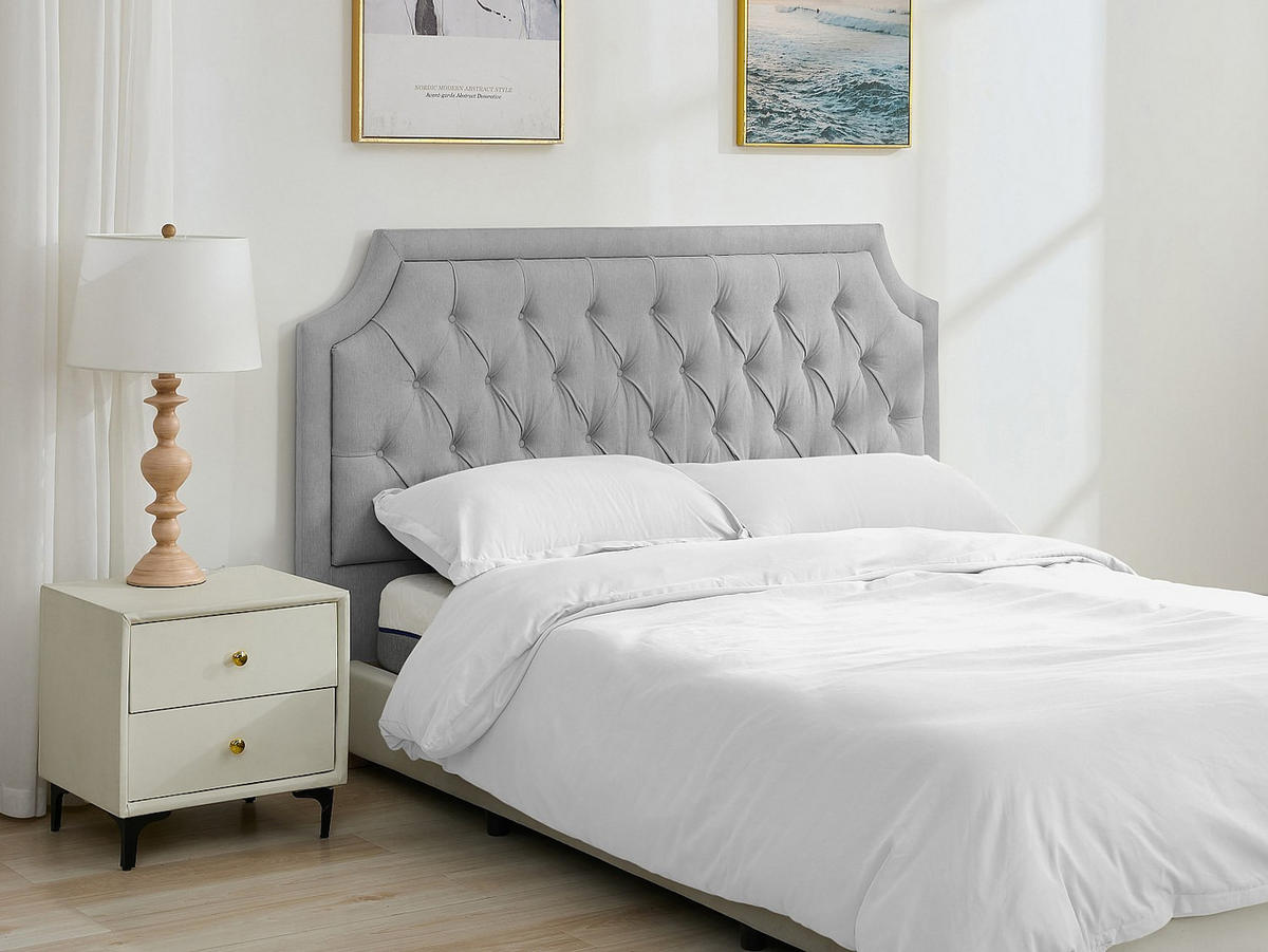 POLSTER-BETTKOPFTEIL - 150 cm - Stoff - Hellgrau - JOHENE - Hellgrau, Textil (150/110/8cm) - Vente-Unique