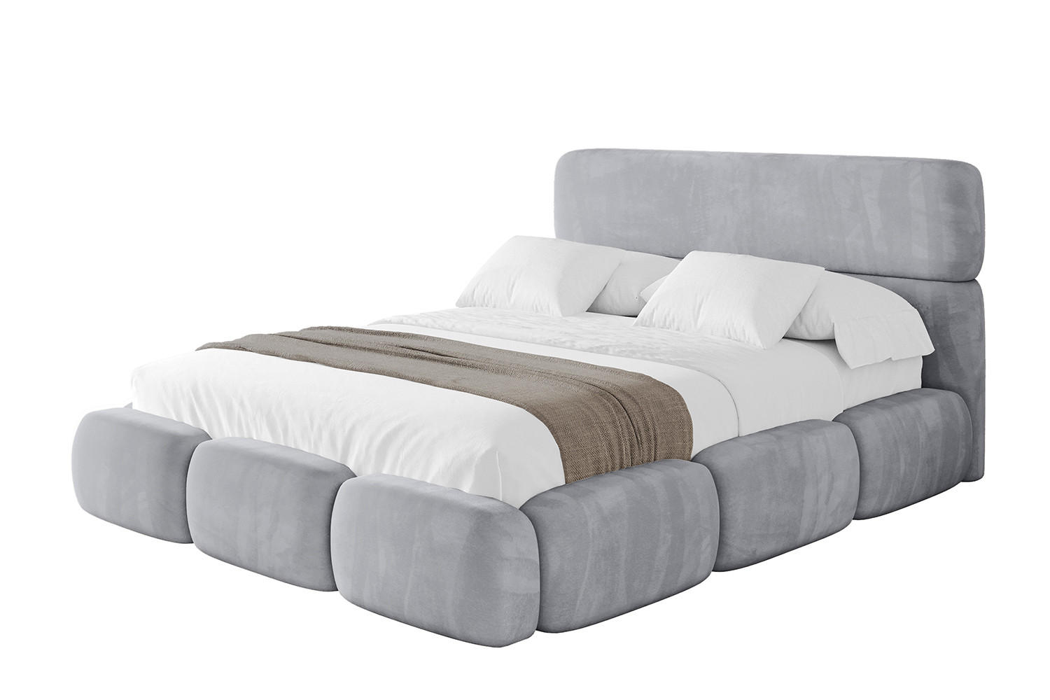 POLSTERBETT mit Bettkasten und Lattenrost, Bett mit Matratze H3/H4 - ELVA 140x200 Hellgrau - Hellgrau, Holzwerkstoff/Textil (140/200cm) - ALTDECOR
