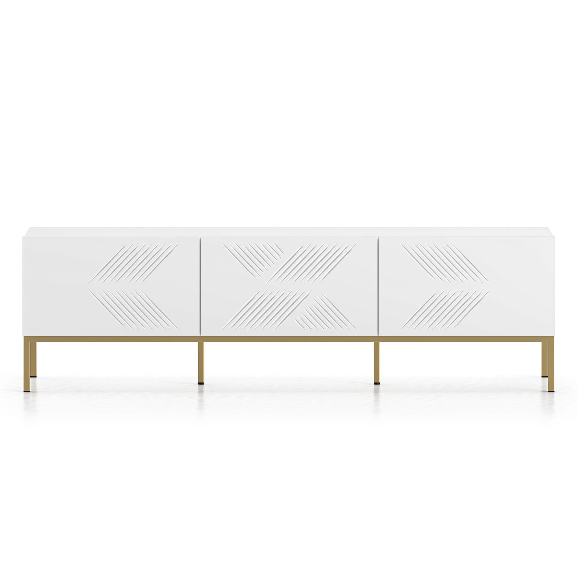 TV-MÖBEL NEBRO,Weiß/Goldfarben - Goldfarben/Weiß, Holzwerkstoff (170/50/37cm) - KONSIMO®