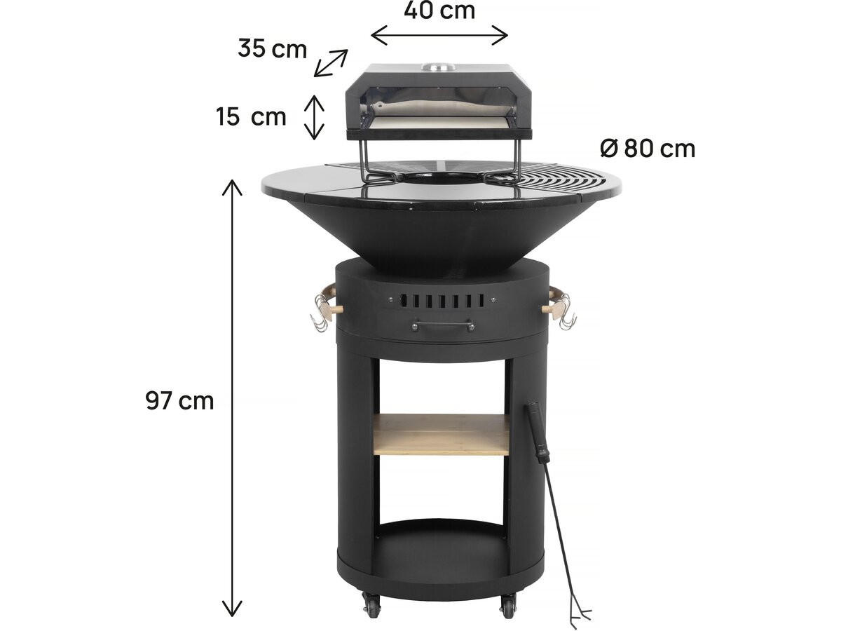 HOLZKOHLENGRILL césar premium Schwarz - Schwarz, Metall (81/127/81cm) - Habitat Garten