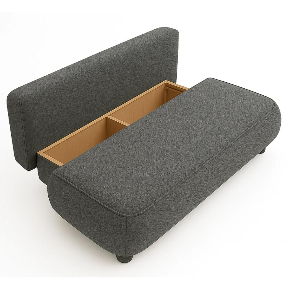 SCHLAFSOFA MAJA, Sofa mit Schlaffunktion und Bettkasten, Farbe: Dunkelgrau, Bouclé-Stoff - Dunkelgrau, Textil (209/96/96cm) - Sepro Meble