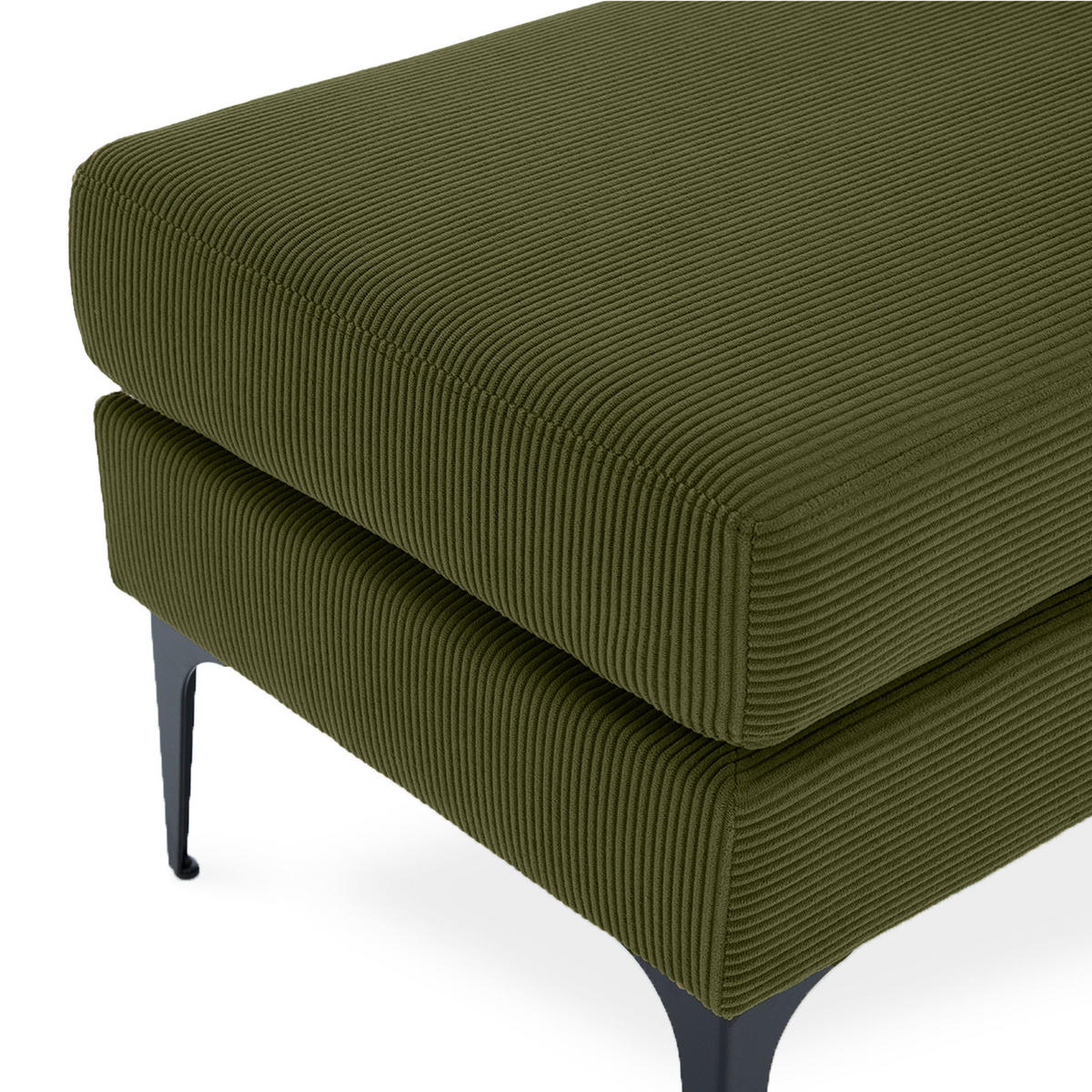 BANK/BETTENDE Max Khaki Cord - Schwarz/Grün, Holz/Textil (119/44.5/50.5cm) - Sicaan