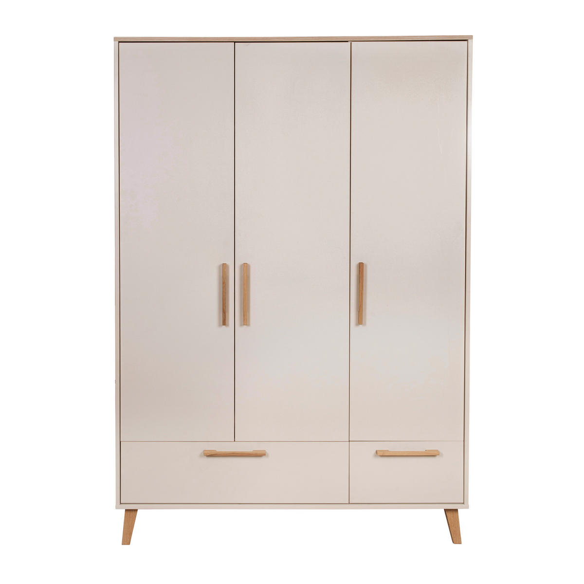 KLEIDERSCHRANK 3-türig Jil - Kastanienfarben/Kaschmir, Holz/Holzwerkstoff (138/200/55cm) - Roba