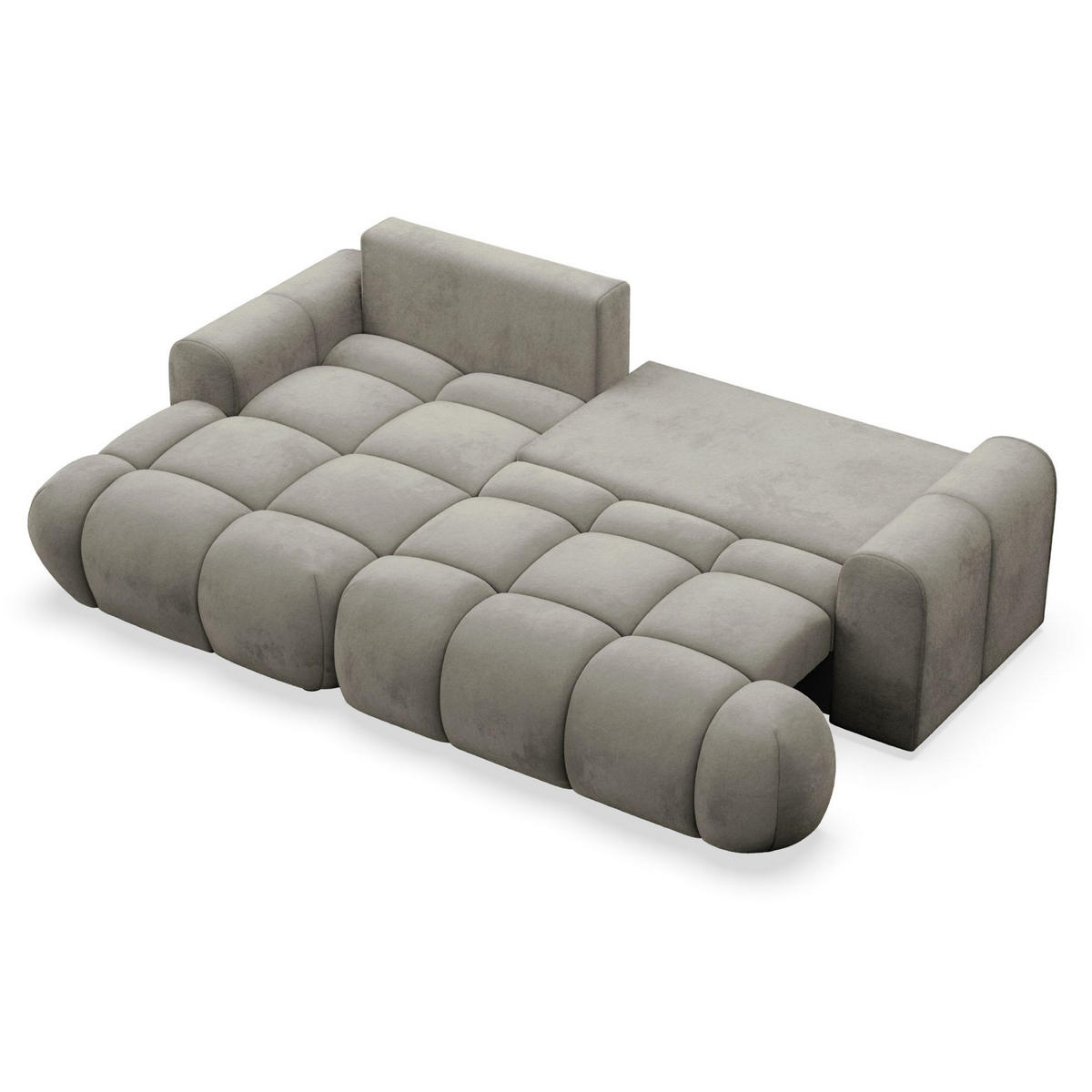 ECKSOFA Ombo Graubraun Velours 280 cm - Hellbraun/Schwarz, Kunststoff/Textil (284/167cm) - Selsey