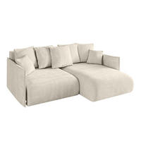 ECKSOFA Ottomane rechts ONESK-L 216x177x72 Ecru Velours - Ecru, Holzwerkstoff/Kunststoff (177/216cm) - ALTDECOR