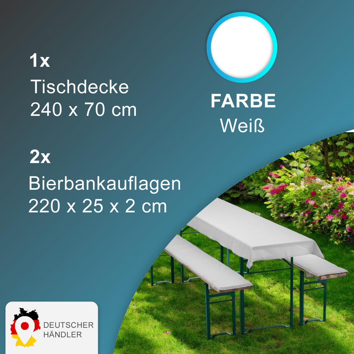 BIERBANKAUFLAGEN Set 240x70 cm Weiß - Weiß, Textil (70/240cm) - NYVI