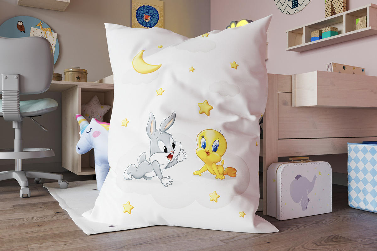 KINDER-SITZSACK - Looney Tunes - Gelb/Hellgrau, Textil (100/25/135cm) - Green Bean