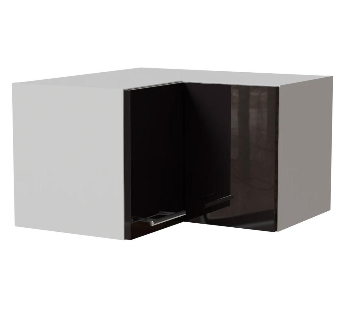Feldmann-Wohnen Eckhängeschrank Schwarz Hochglanz, Weiß 60x36x60 cm