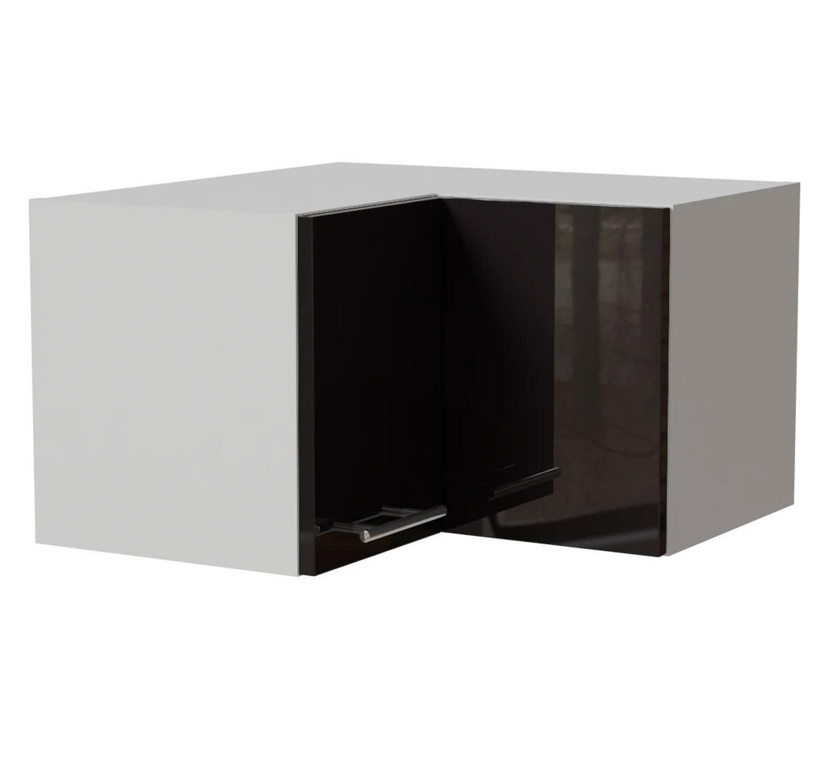 ECKHÄNGESCHRANK Essen W12/60/36 Schwarz Hochglanz / Weiß Matt 60 / 60 / 36cm - Schwarz Hochglanz/Schwarz, Holz/Holzwerkstoff (60/36/60cm) - Feldmann-Wohnen