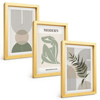 BILDER SET 3er Set - 20x30 cm Goldrahmen - Stilvolle Pflanzengrafiken - Goldfarben, Kunststoff (20/30cm) - TULUP