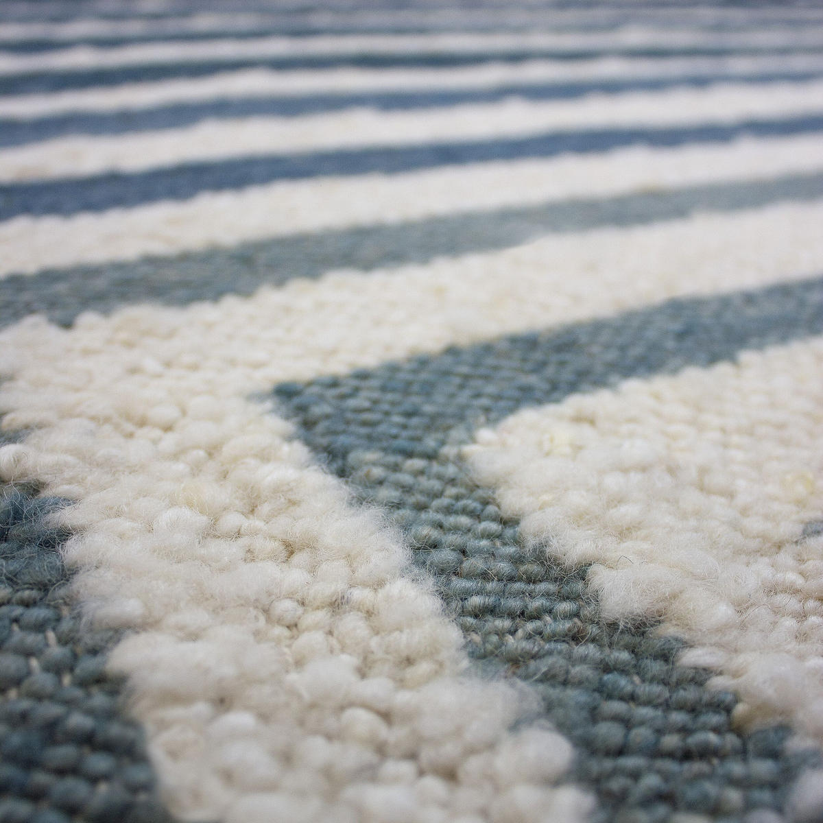 WOLLTEPPICH handgewebt FROND, geometrisch, Blau, 160 x 230 cm - Blau, Textil (160/230cm) - KADIMA DESIGN