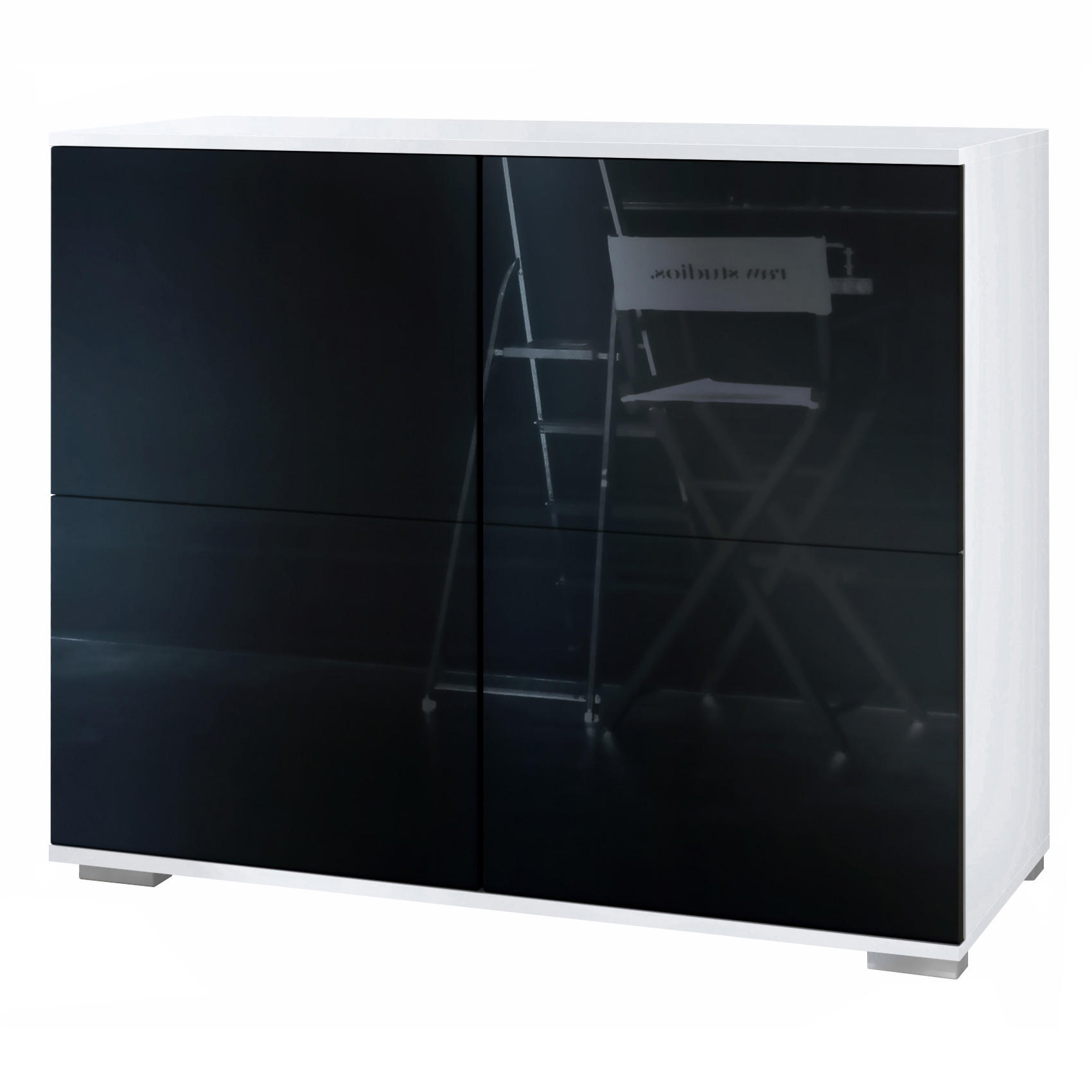 Vladon Kommode Schwarz Hochglanz 92.5x75.5x35 cm