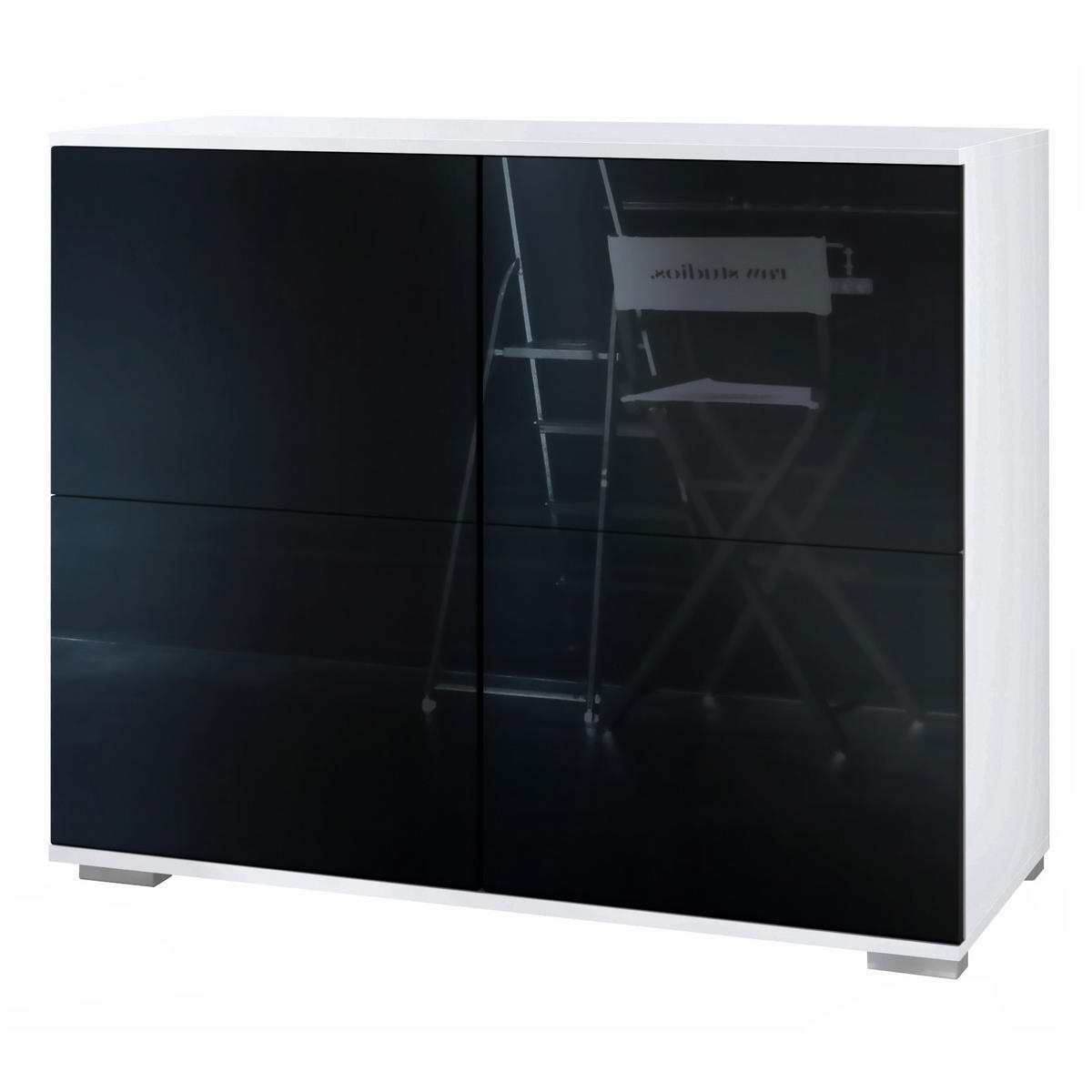 KOMMODE Rova Schwarz Hochglanz - Schwarz Hochglanz, Holzwerkstoff (92.5/75.5/35cm) - Vladon