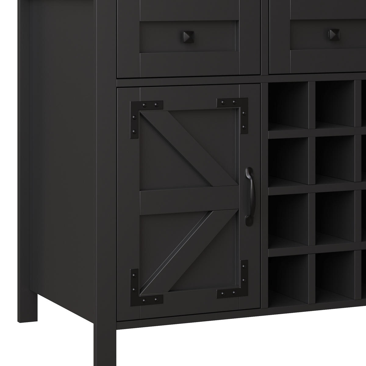 BUFFET 120/170/40 cm Schwarz aus MDF und Glas mit LED-Lichtleiste - Schwarz, Holzwerkstoff (40/170/120cm) - OKMYHOME