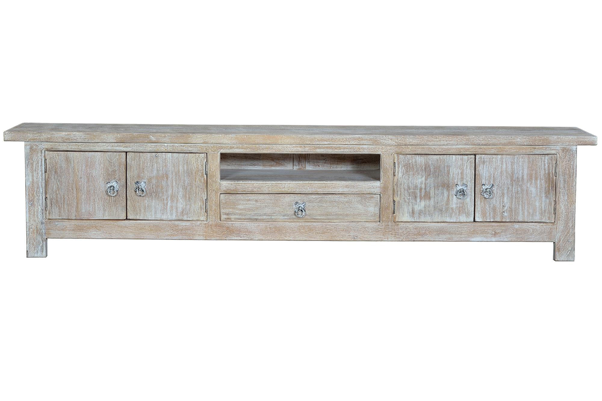 TV-SCHRANK aus gealtertem weißem Mangoholz - Perlmutt, Holz (230/44/50cm) - Giner y Colomer