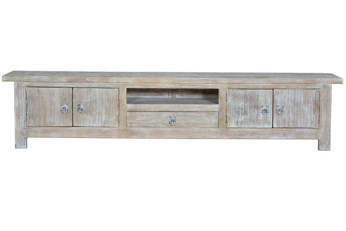 TV-SCHRANK aus gealtertem weißem Mangoholz - Perlmutt, Holz (230/44/50cm) - Giner y Colomer