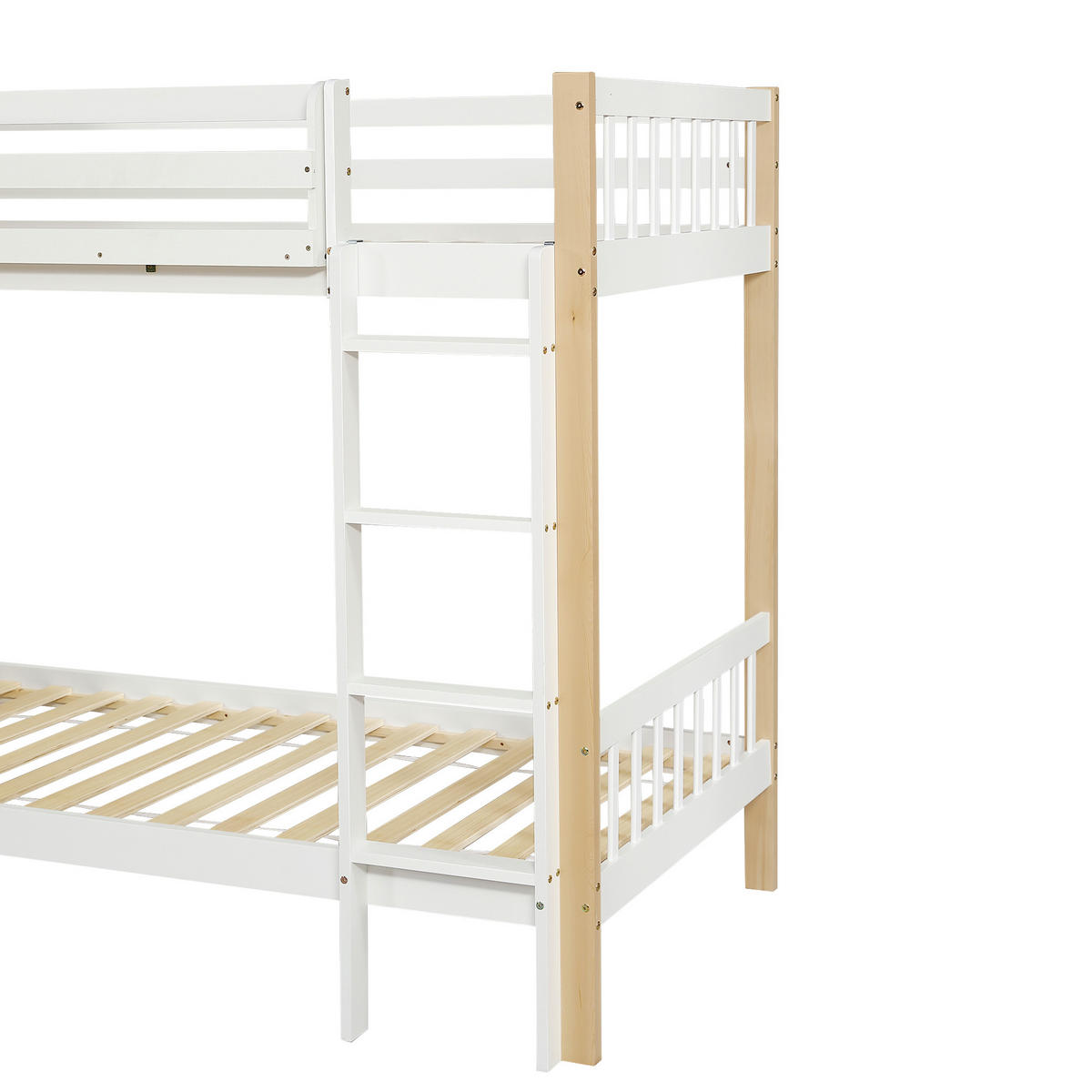 ETAGENBETT mit Kleiderschrank 90x200 cm Weiß/Natur - Weiß, Holz (90/200cm) - Meubliv