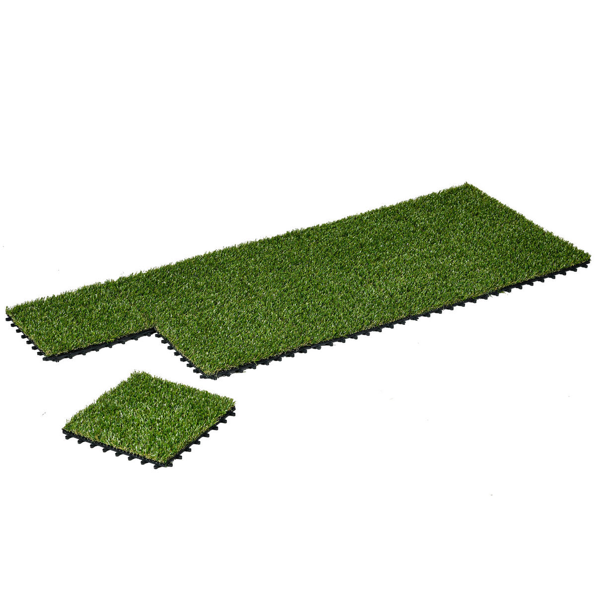 KUNSTRASENPLATTEN 10er-Set DE-13759 30x30 cm Grün - Grün, Kunststoff (30/30/3cm) - ComfortXL