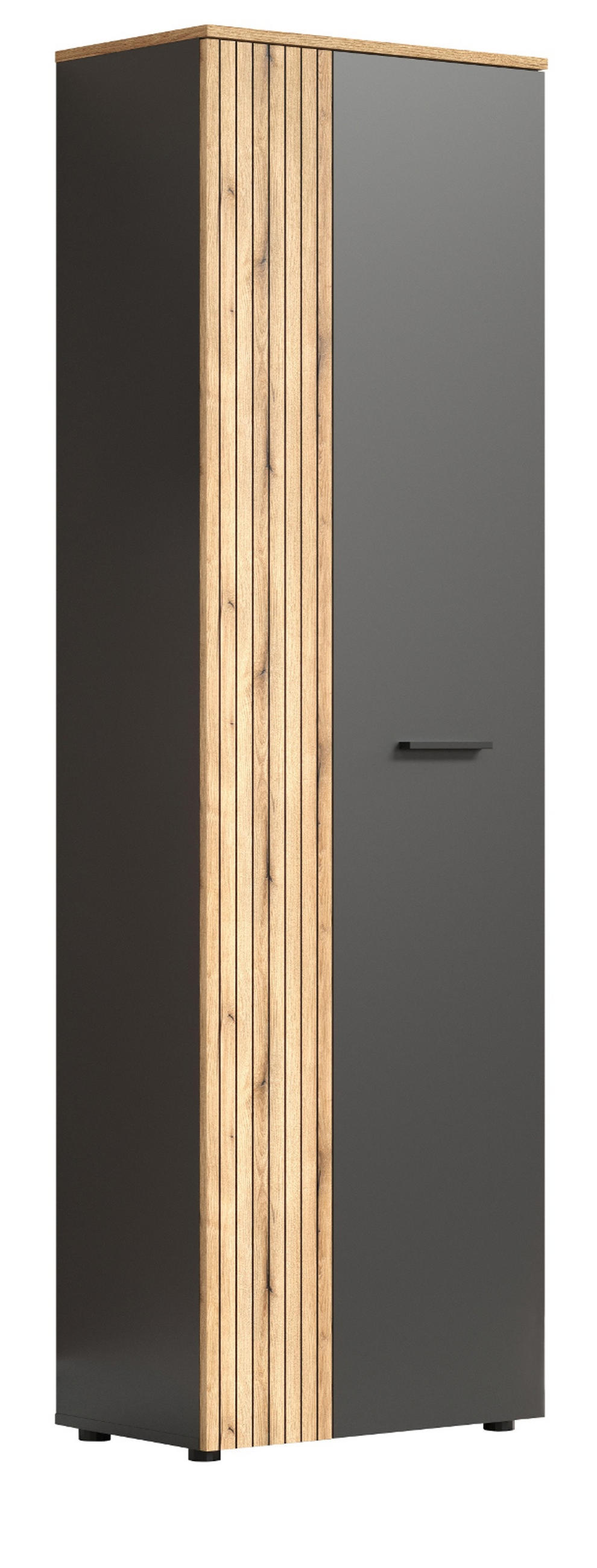 GARDEROBENSCHRANK grau, Evoke Eiche 60 x 195 cm, Garderobe oder großer Schuhschrank - Eichefarben/Anthrazit, Holzwerkstoff/Kunststoff (60/195/36cm) - Top.Furn