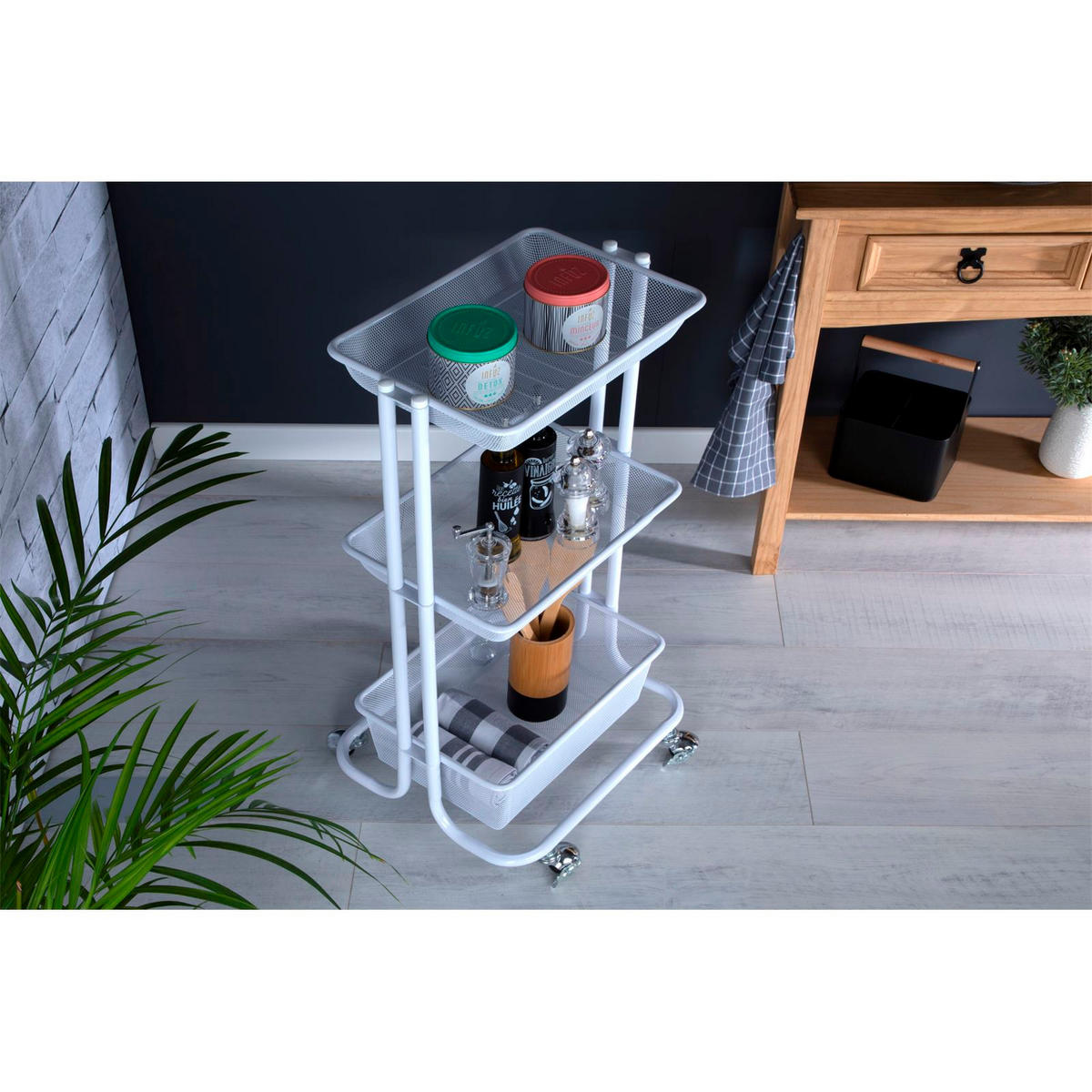 KÜCHENWAGEN VALIENTE - Weiß, Metall (43/79/34cm) - IDIMEX