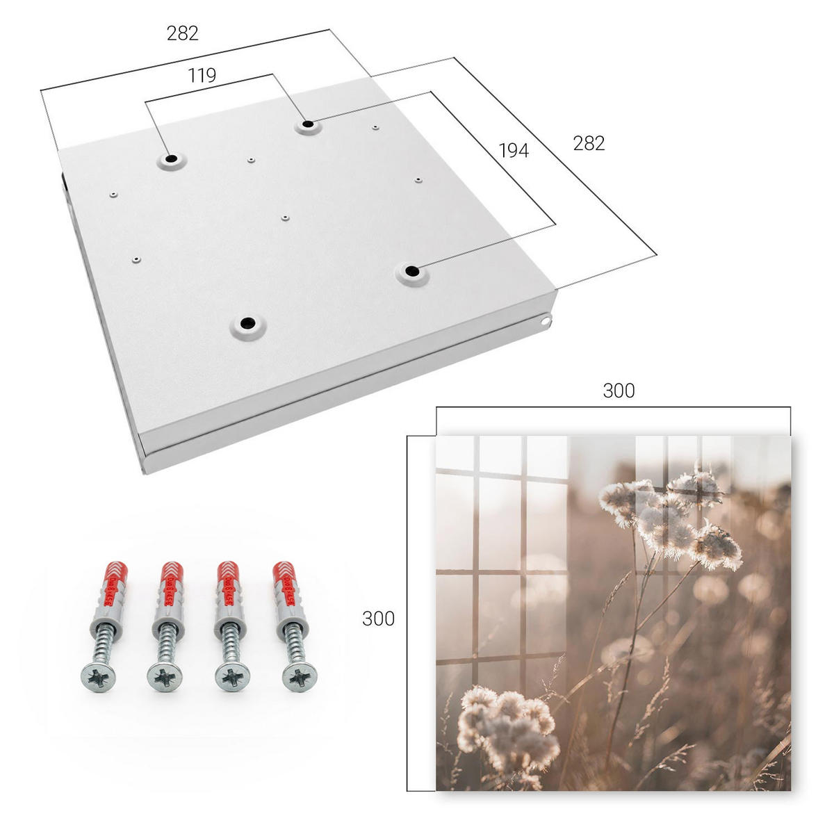 SCHLÜSSELBOX Weiß 30x30 cm – Türöffnung nach rechts - Natürliche Leichtigkeit - Creme, Metall (30/30/5cm) - TULUP