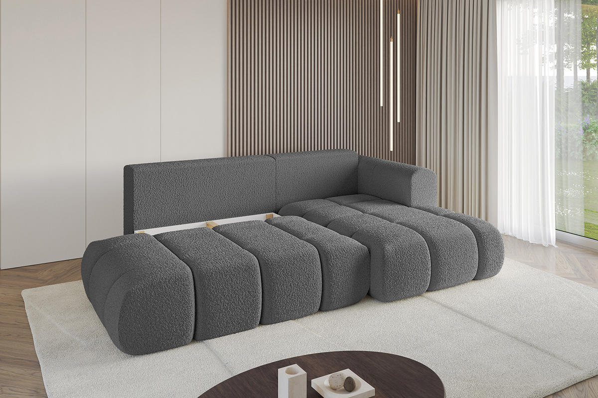 ECKSOFA Ottomane Rechts CLOUD-L 289x180x40 Grau Bouclé - Grau, Holzwerkstoff/Kunststoff (289/180cm) - ALTDECOR