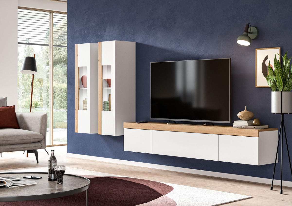 LOWBOARD groß RUDA (B/H/T: ca. 180/34/33 cm) in Weiß/weiß - Weiß, Holzwerkstoff (180/34/33cm)