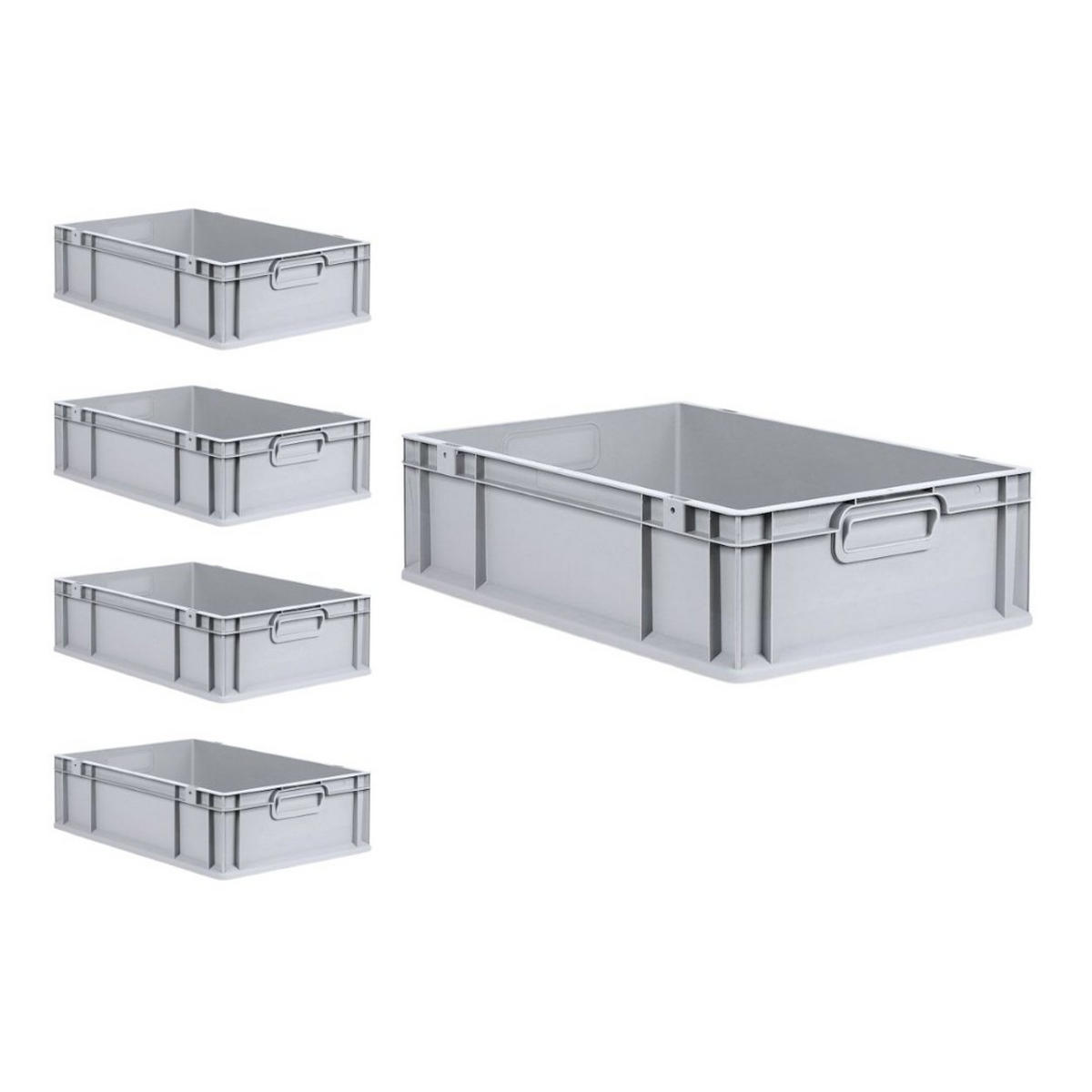 EUROBOX 5x Nextgen Economy Mit Scharnierdeckel Grau/Schwarz Griffe Geschlossen - Schwarz, Kunststoff (40/17/60cm) - PROREGAL