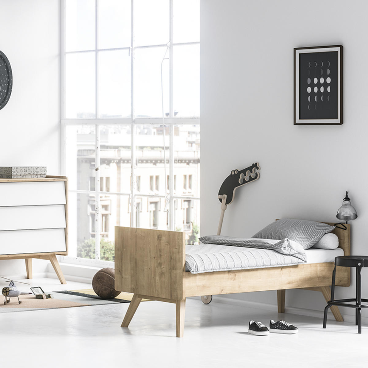 BABYZIMMER 2-teilig Holz und Weiß - Weiß, Holzwerkstoff (145/103/75cm) - Petits-meubles