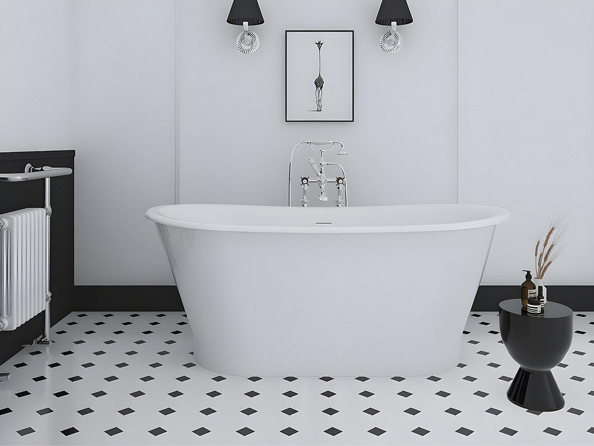 BADEWANNE - 150 cm x 74 cm - Acryl - Weiß - Weiß, Kunststoff (150/63.5/74cm) - Vente-Unique