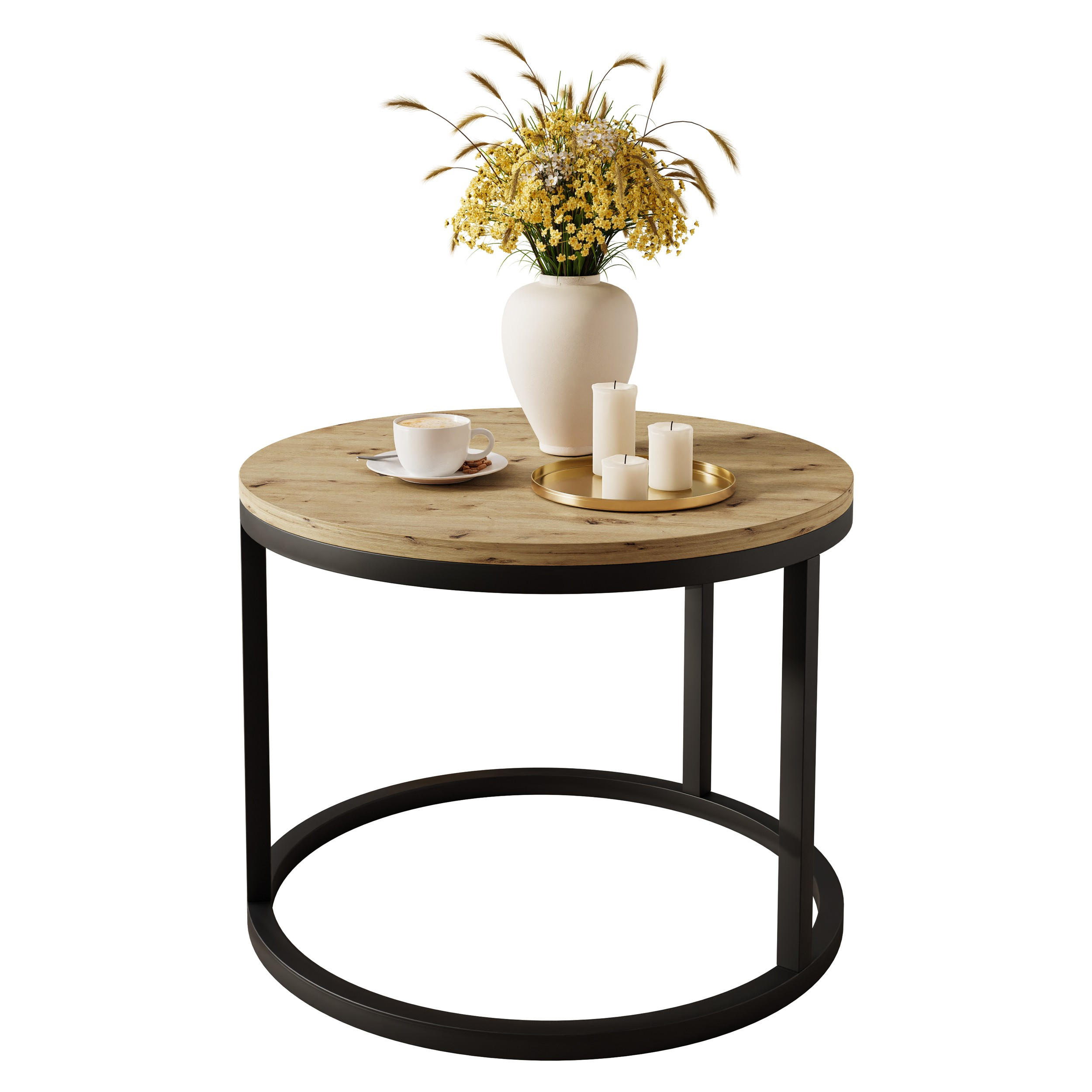 Lookway Couchtisch Schwarz, Eiche Artisan 60x42x60 cm