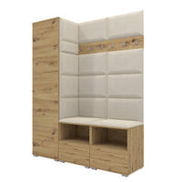 GARDEROBEN-SET Nela II mit gepolsterten Paneelen 150/187/40 - Silberfarben/Creme, Holzwerkstoff/Kunststoff (150/187/40cm)