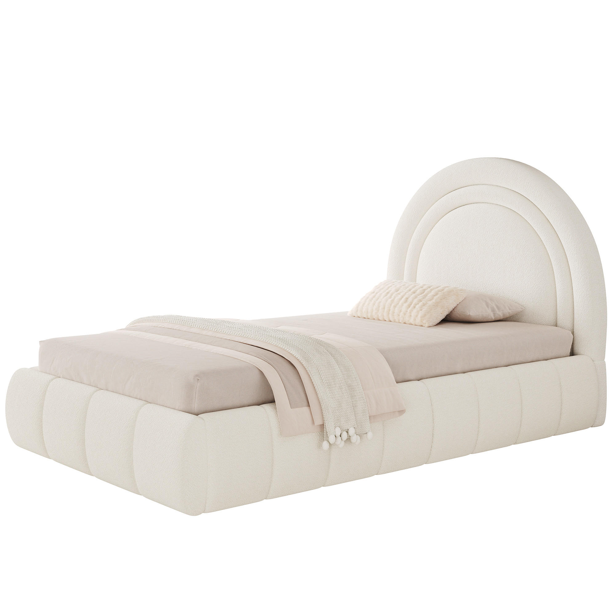 KINDERBETT 90/200 cm in Beige Bouclé mit Bettkasten - Beige, Holzwerkstoff/Textil (90/200cm) - WISHDOR
