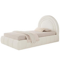KINDERBETT 90/200 cm in Beige Bouclé mit Bettkasten - Beige, Holzwerkstoff/Textil (90/200cm) - WISHDOR