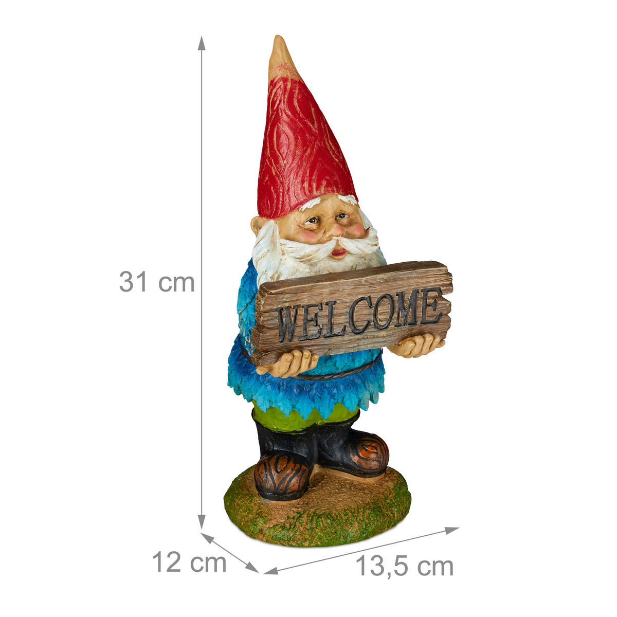 GARTENZWERG - Multicolor, Kunststoff (13.5/31/12cm) - Relaxdays