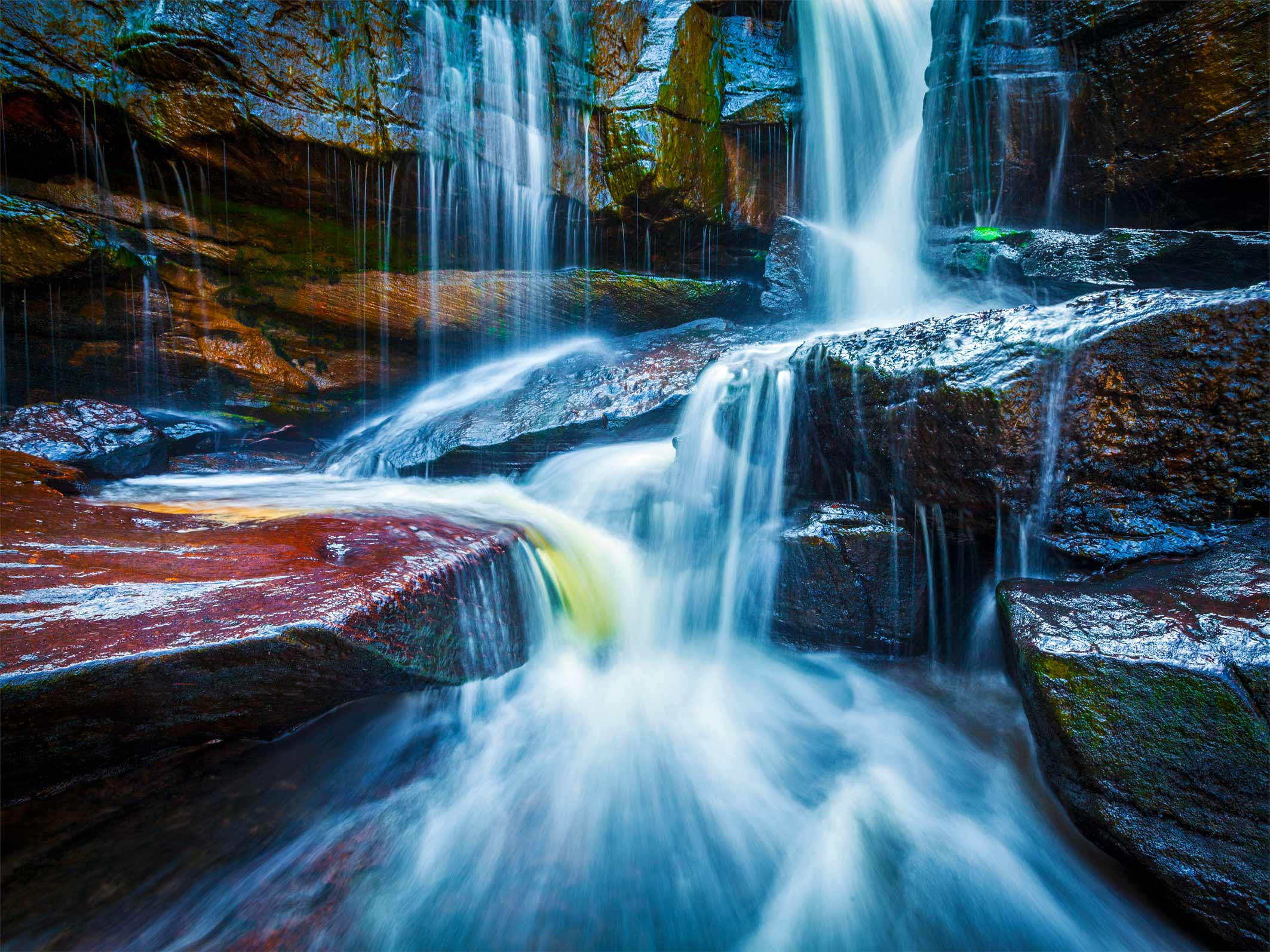 FOTOTAPETE Wasserfall 375 x 270 cm - Blau, Papier (375/270cm) - Sanders & Sanders