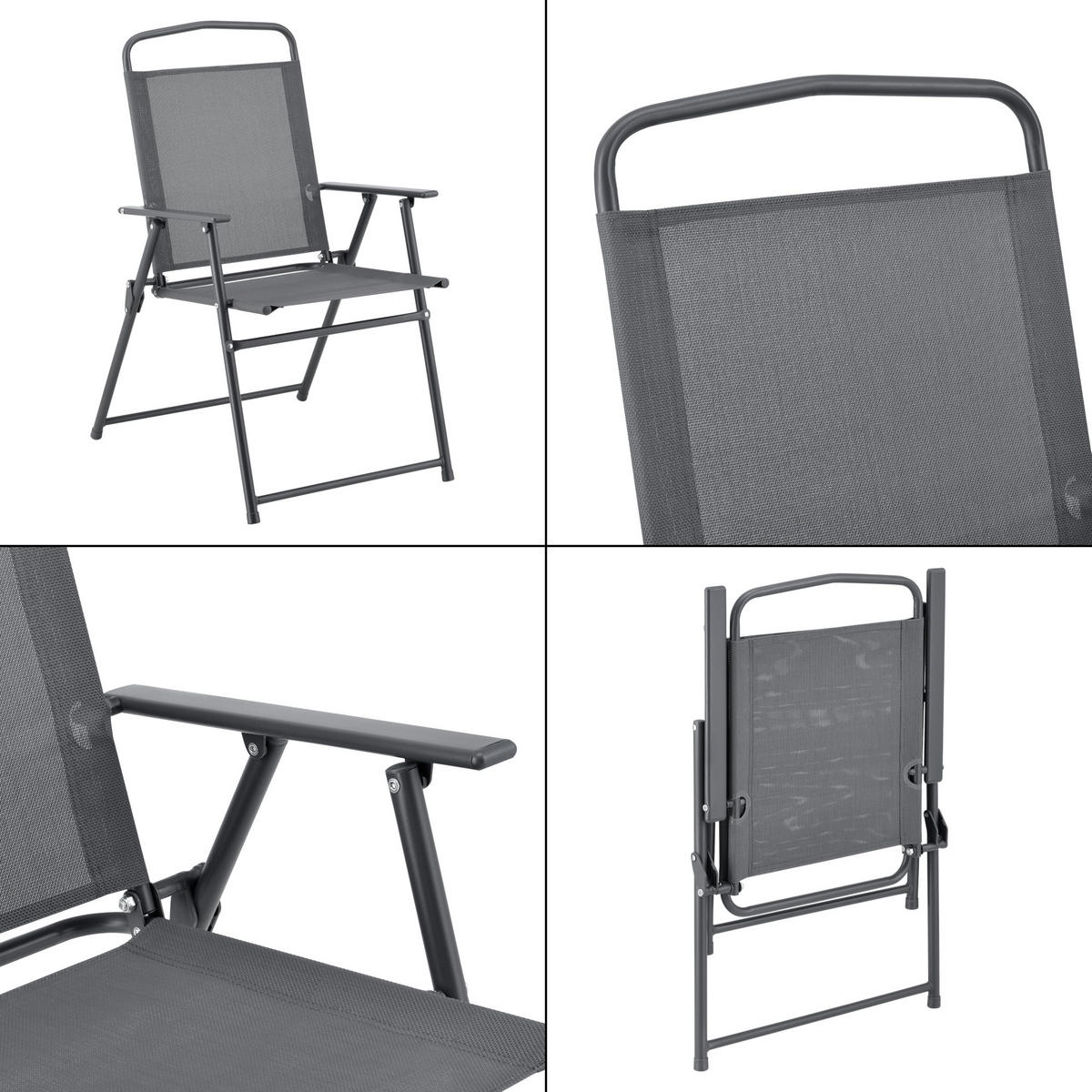 GARTENMÖBEL-SET 6 TLG. Milagro - Dunkelgrau/Schwarz, Glas/Textil - [en.casa]