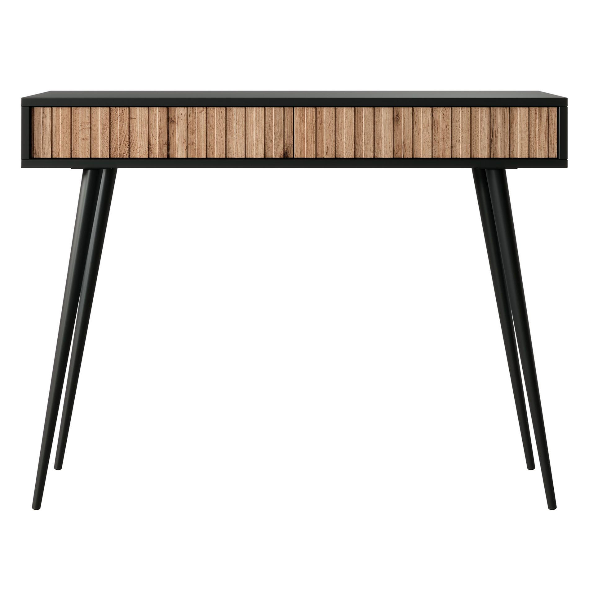 KONSOLENTISCH Bello Schwarz/Wotan-Eichenholz-Optik mit schwarzen Beinen, 104 cm - Eichefarben/Eiche Wotan, Holzwerkstoff/Metall (80/104/38cm) - Selsey