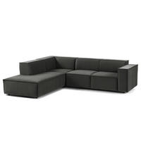 ECKSOFA mit Ottomane - Schwarz/Grau, Kunststoff/Textil (260/234cm) - home24