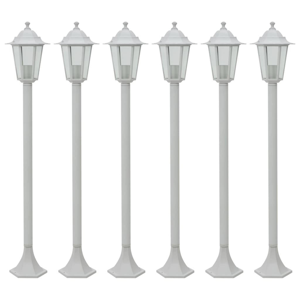 GARTEN-POLLERLEUCHTE 6Er Set E27 110 Cm Aluminium Weiss - Weiß, Metall (19/19/110cm) - vidaXL