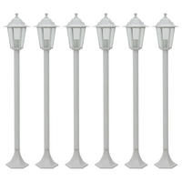 GARTEN-POLLERLEUCHTE 6er Set E27 110 Cm Aluminium Weiss - Weiß, Metall (19/19/110cm) - vidaXL