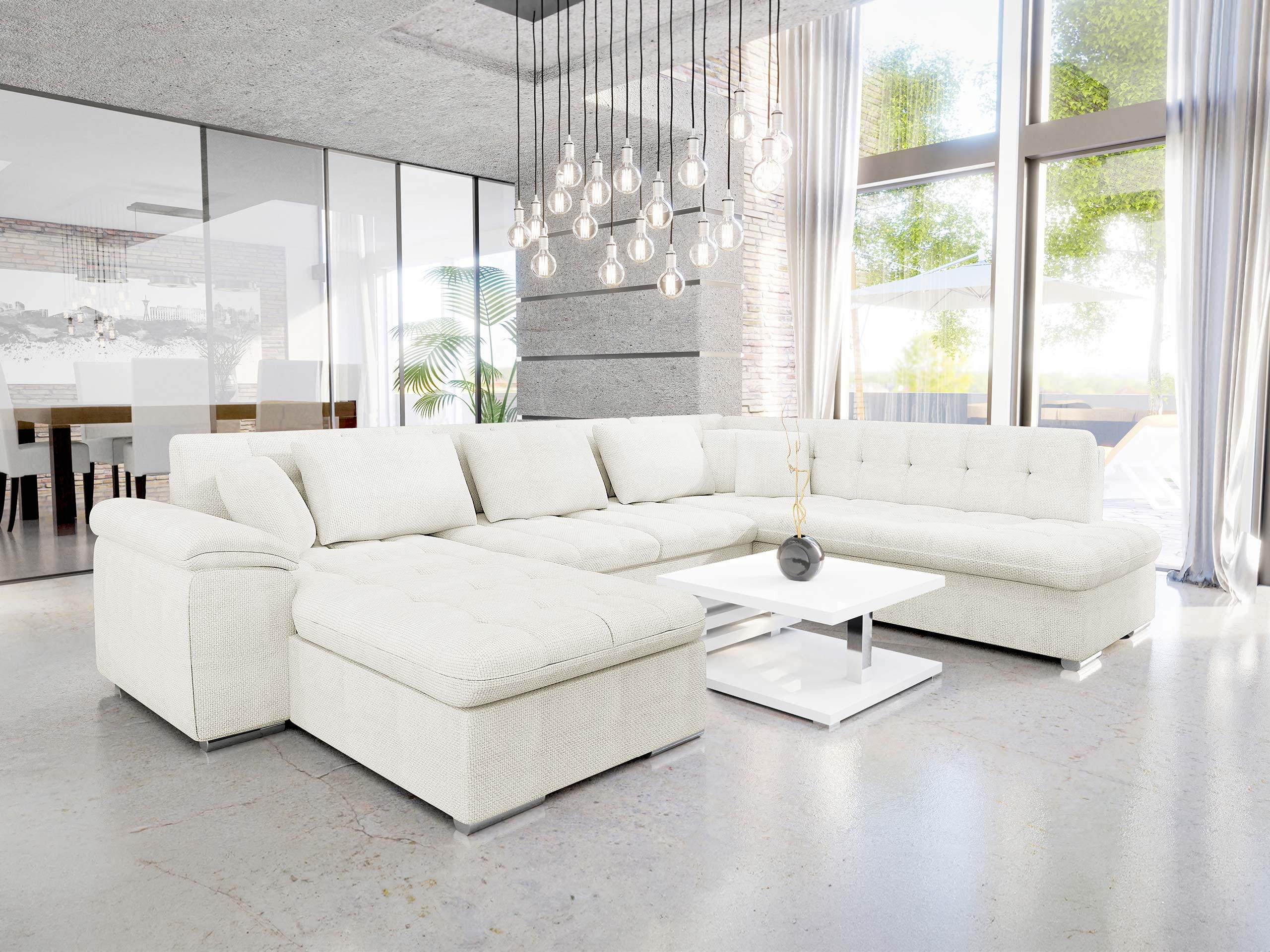 WOHNLANDSCHAFT Niko Bis, Seite: Links - Ecru, Holz/Textil (348/76/205cm) - MIRJAN24