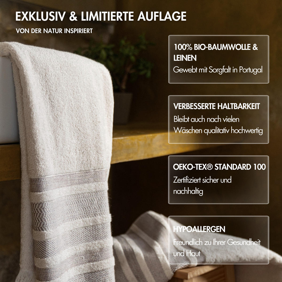 HANDTUCH Morning Dunes 2er Set, 50x100cm, Baumwolle, Elfenbein - Beige, Textil (50/100cm) - SOWL