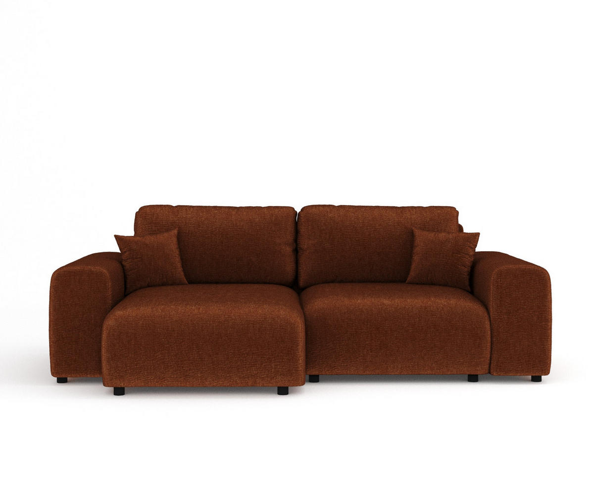 ECKSOFA Zanzibar Blau Grau Samtstoff - Dunkelorange/Schwarz, Holz/Holzwerkstoff (237/144cm) - Maison de Reve