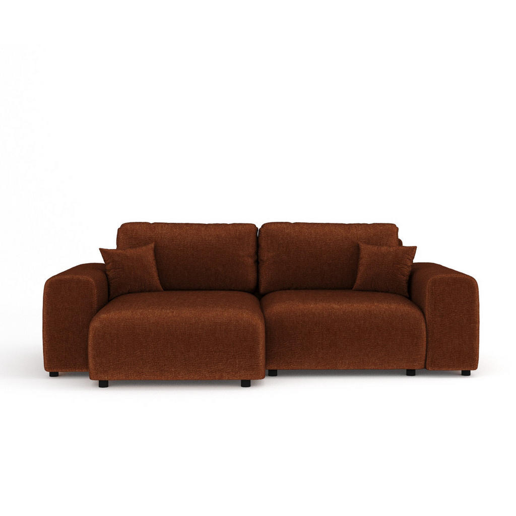 Thumbnail - Maison de Reve Ecksofa, Dunkelorange, Textil, 4-Sitzer, Füllung: Silikon,Silikon, L-Form,L-Form, Rundrohr, 237x144 cm, O...